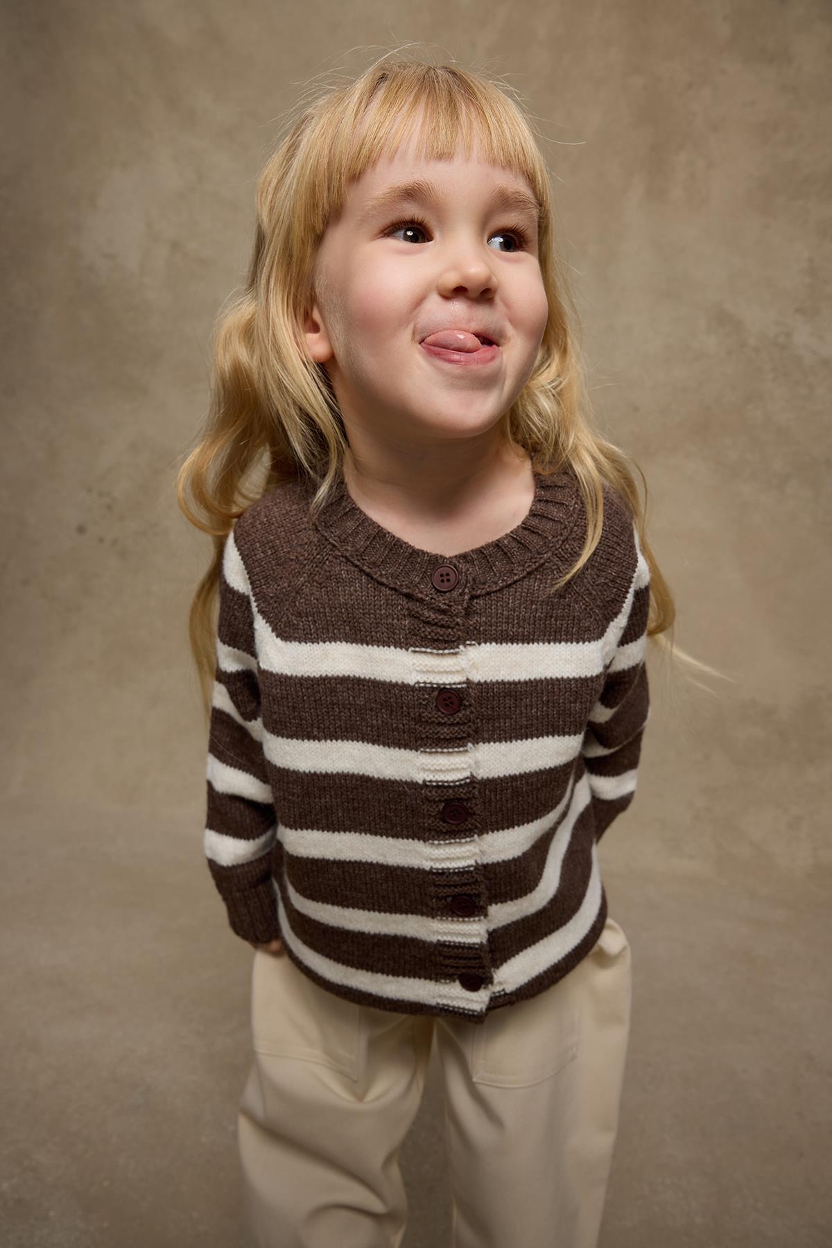 Fahhar Kids Çizgili Triko Hırka Kahverengi fotoğrafı 4 (önizleme)