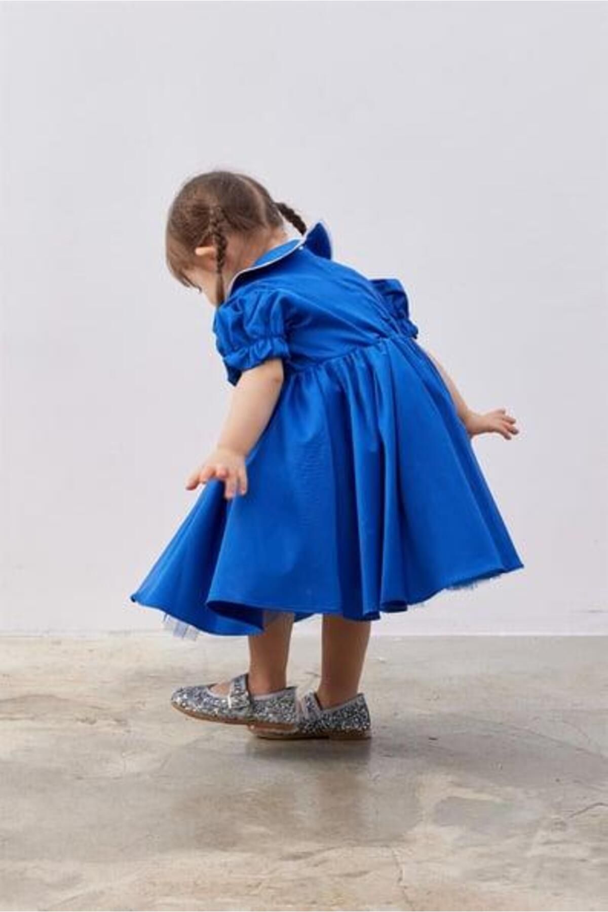 Fahhar Kids-Blue Puffy Dress - Balloon Sleeves Baby 5