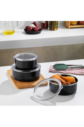 Schafer Komfort 3 lü Saklama Kabı Seti 6 Parça-Siyah