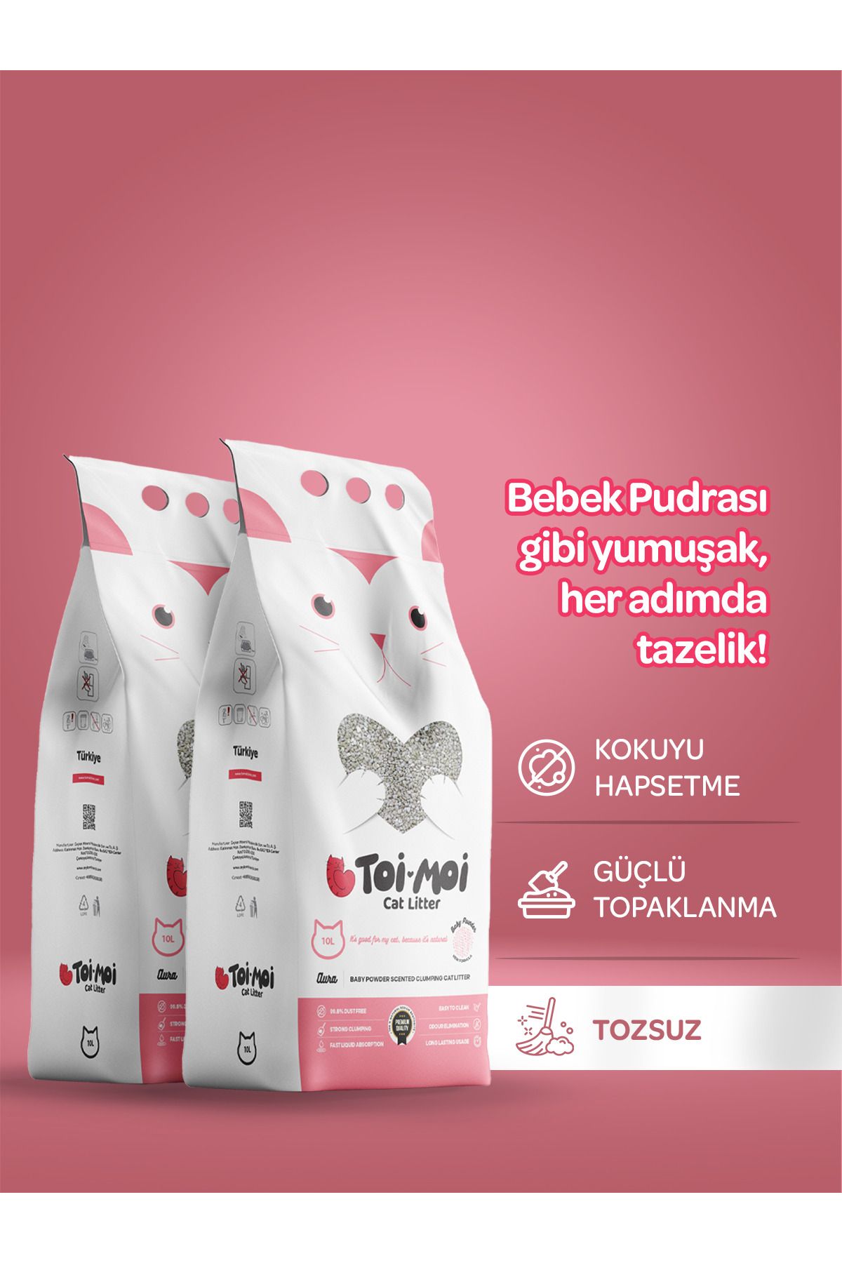 Toi Moi 20 Lt Bebek Pudrası Kokulu Kedi Kumu (2X10LT)