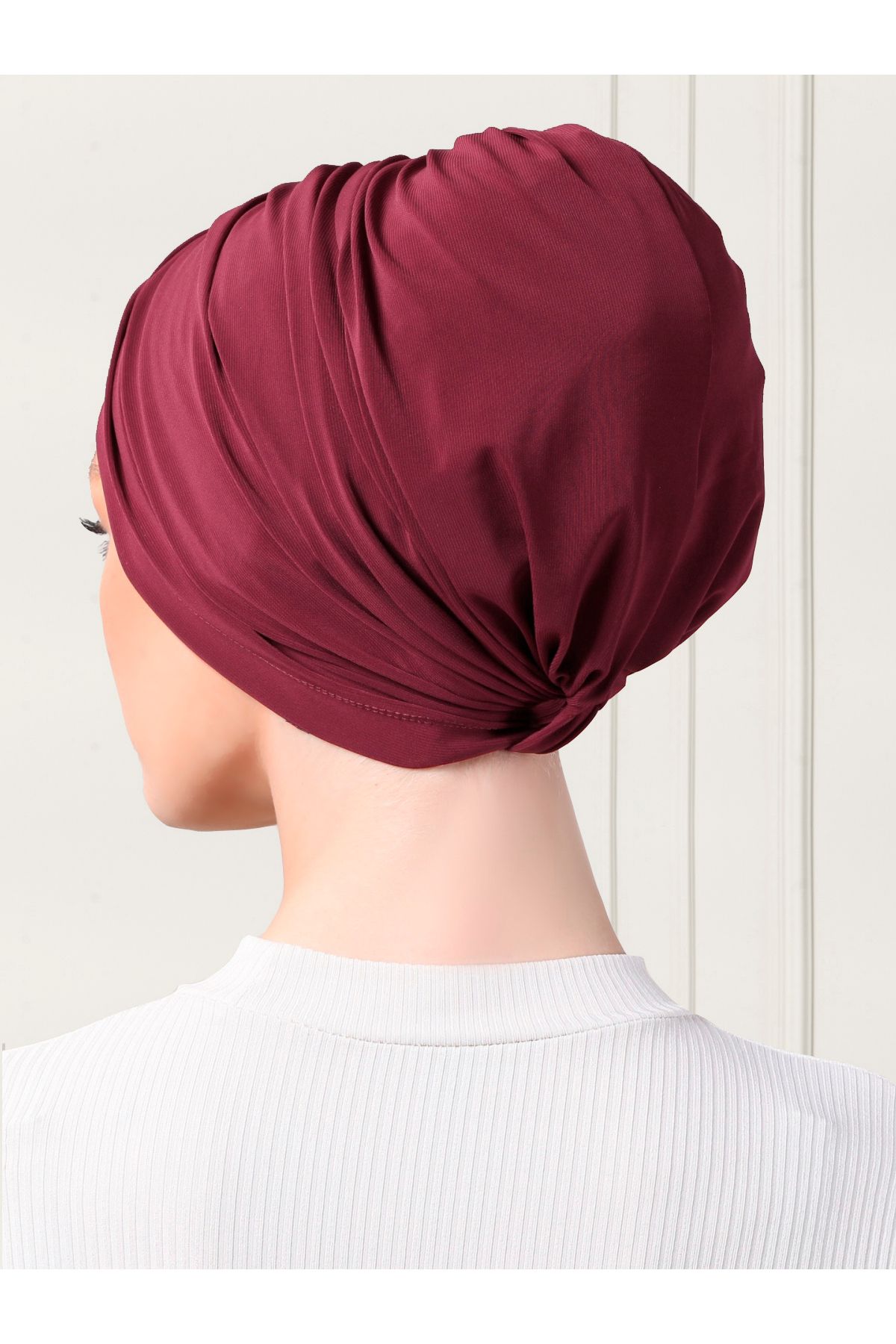 ada sanatsal-Practical Hijab Bonnet with Double Sided Scarf Claret Red 2