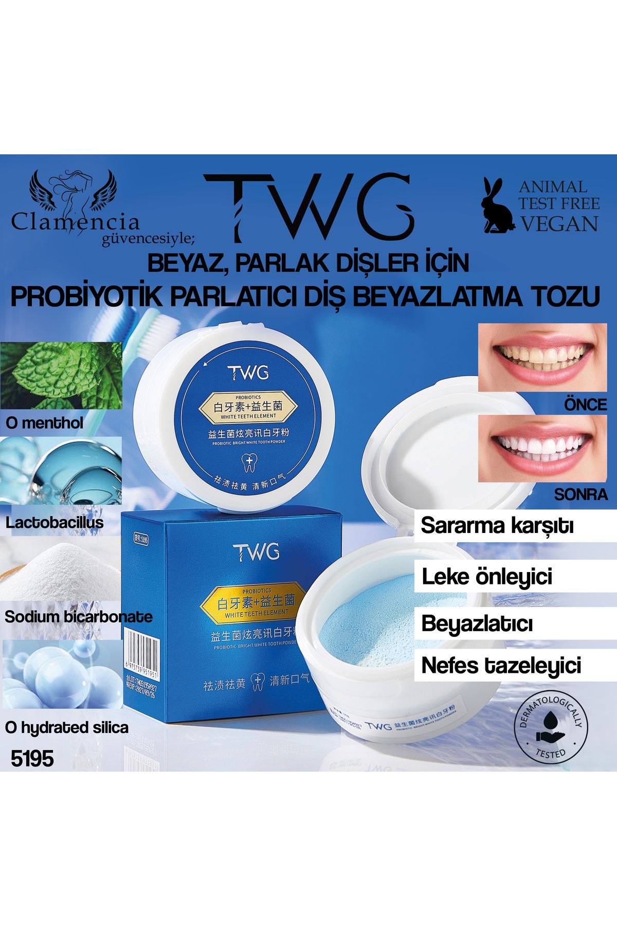 twg Probiyotik Parlatıcı Diş Beyazlatma Tozu