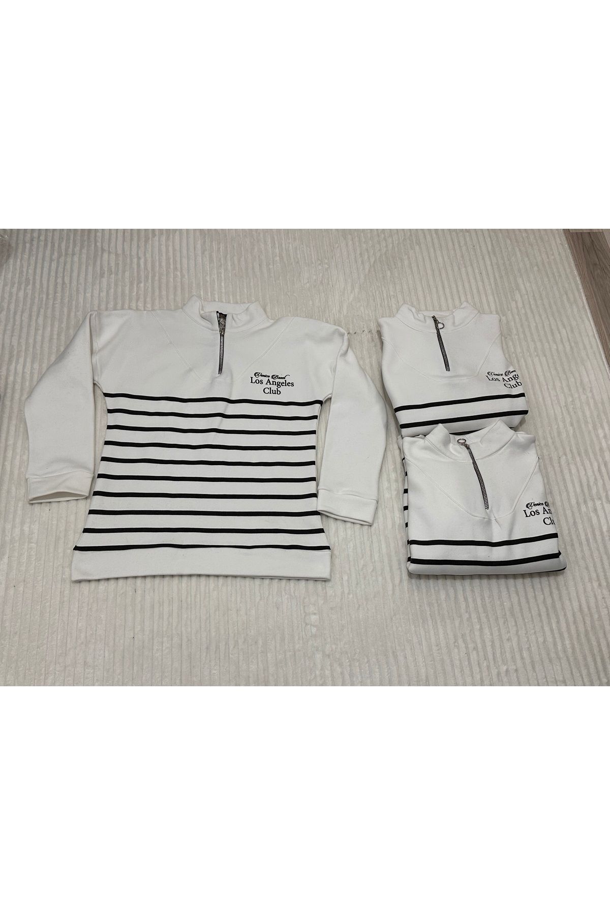Butik-White Los Angeles Printed Sweatshirt with Half Zip 1