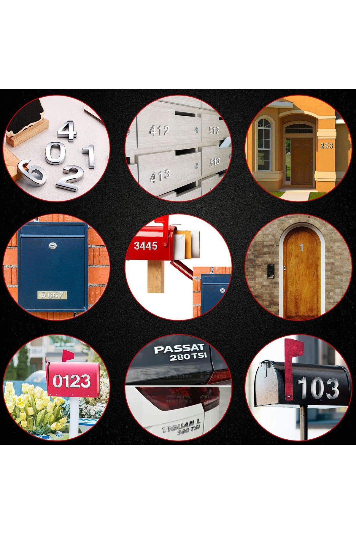 Badem10-Chrome Color 50 mm Small Size Door Numbered - 4 Figures Four Count Adhesive 1 Piece 3