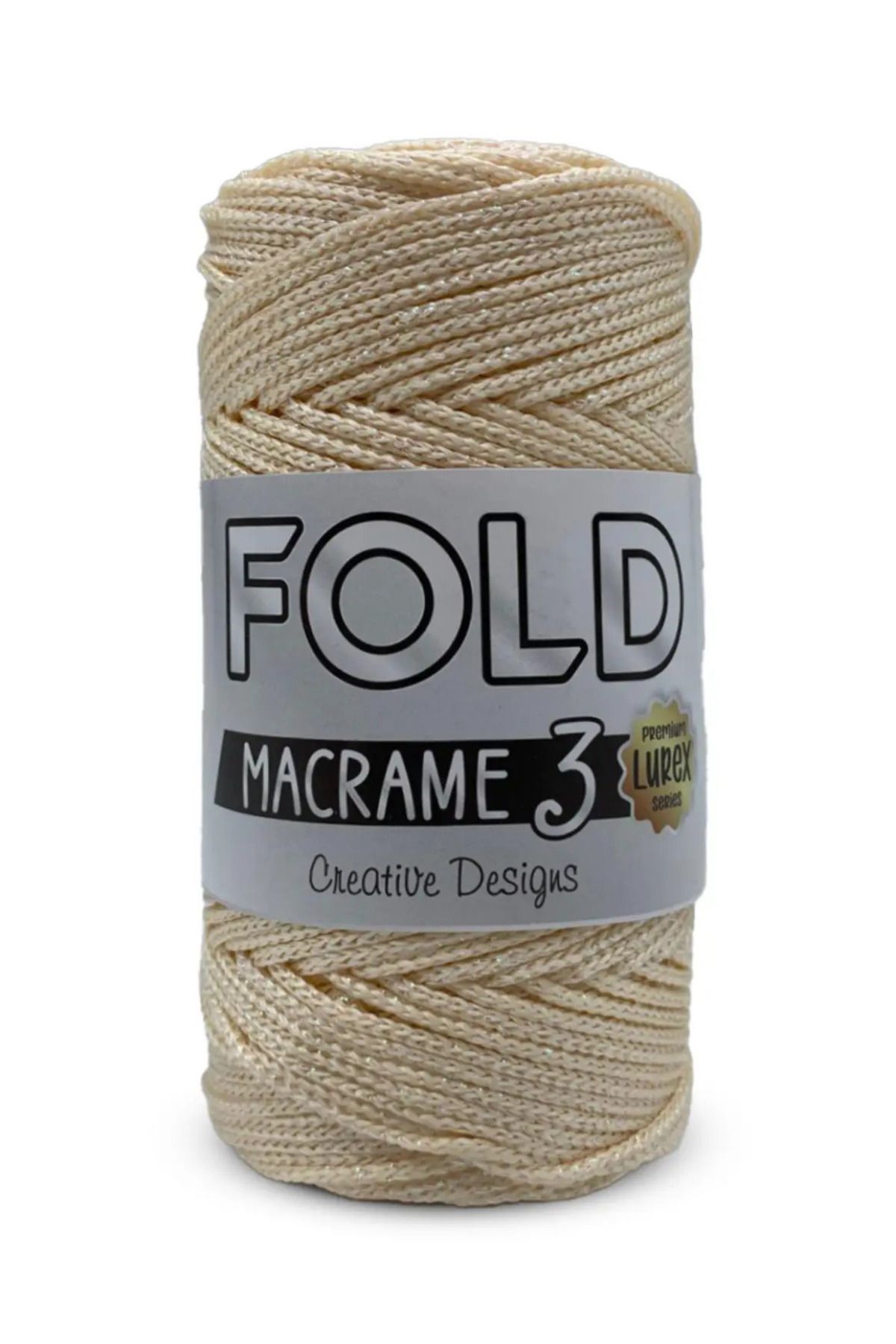 FOLD-Polyester Glitter Macrame String - No:3 Cream 028 1 mm - 100 Gr - 115 m Supla String Bag String 1