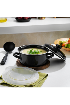Schafer Komfort Pişir Sakla Emaye Tencere 18 Cm-Siyah