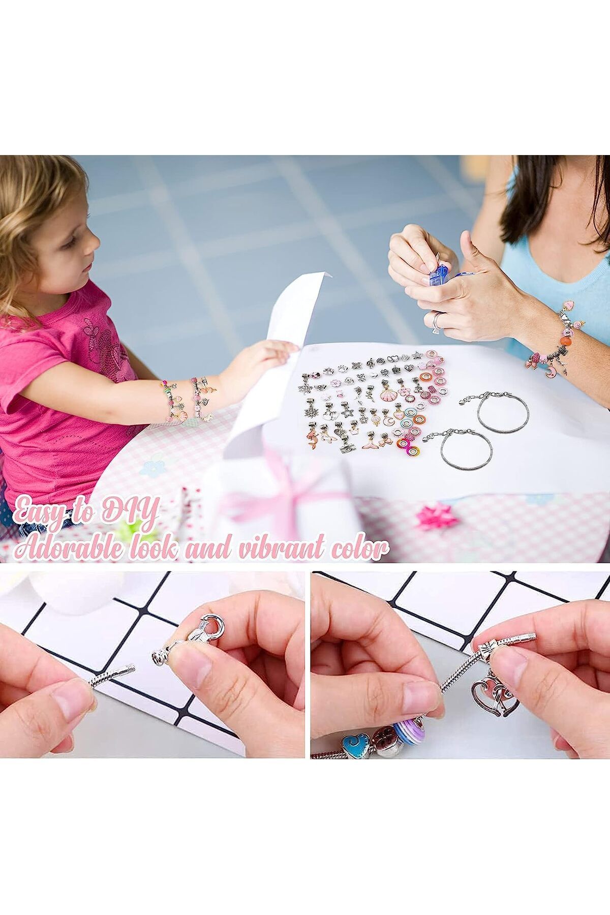 Yelajoy-Crystal Bracelet Making Set, Colorful Rich, Cute and exquisite, Suitable for kids 3+ years, Blue 2