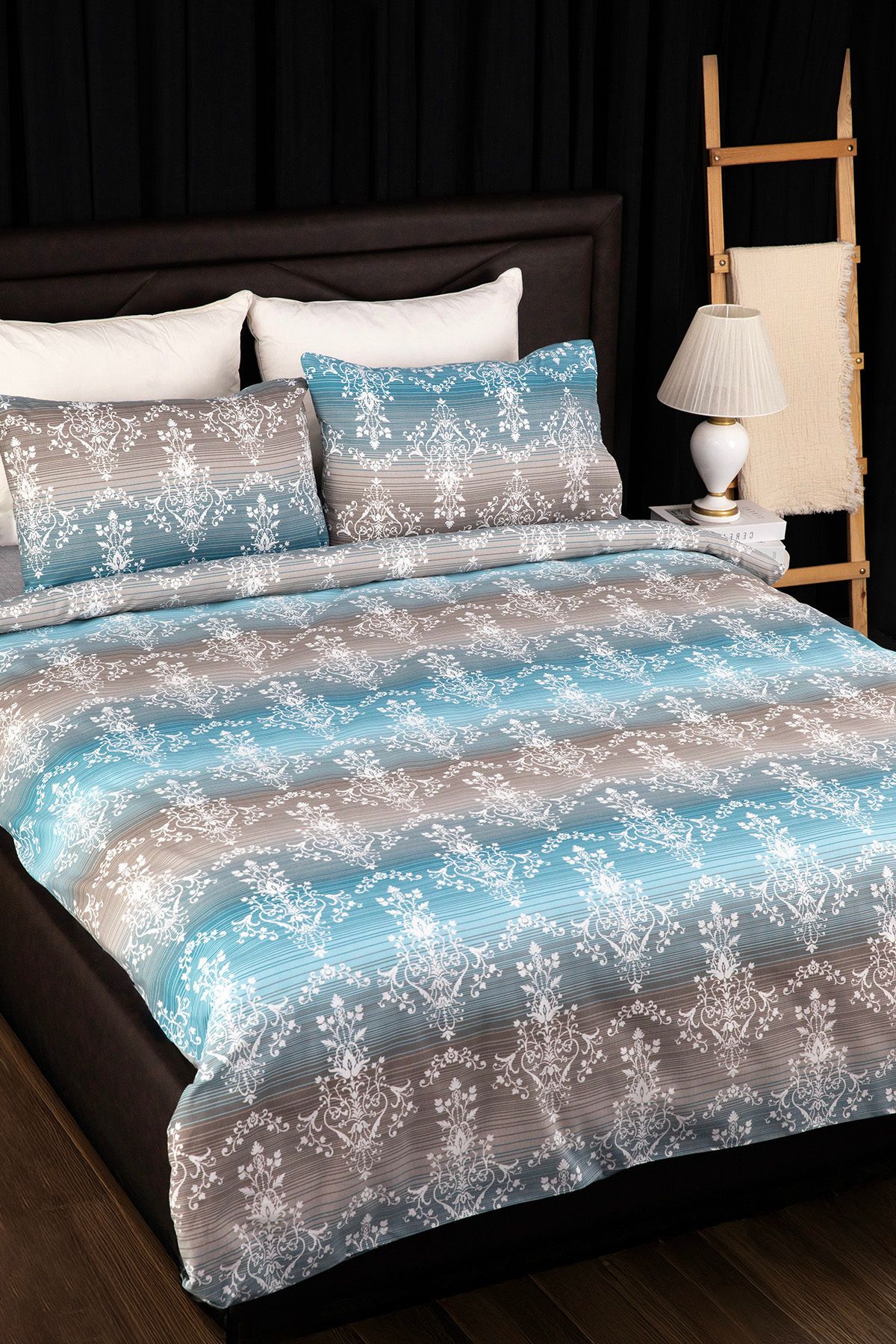 FAVORA-Nova Double Bedding Set with Elastic Sheets - Petrol 5