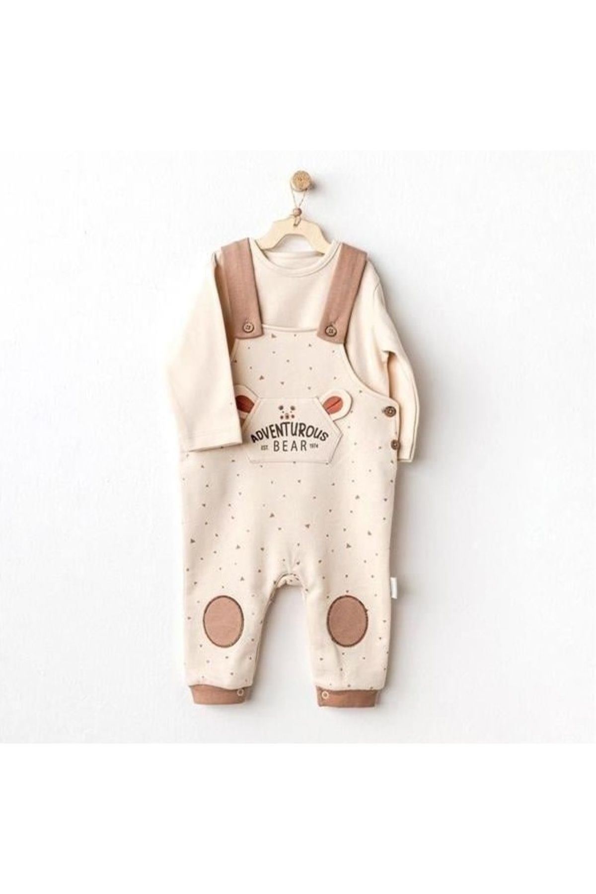 andywawa AC25027 Adventurous Bear Bebek Salopet Takım Beige