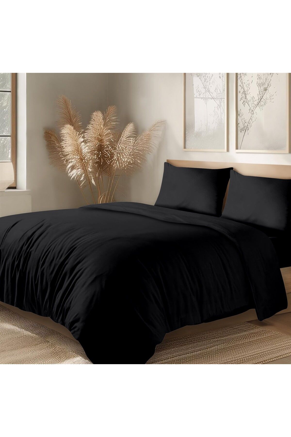 Evim-Black Single Duvet Cover Set - 160X220 Cm, Organic Cotton and Akfil 1