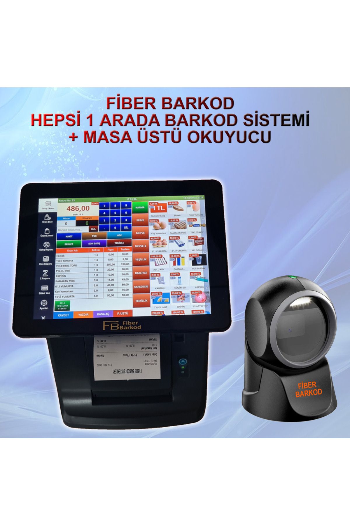 FİBER BARKOD Yenilenmiş Hepsibir Arada Barkod Sistemi/android / Fiber Barkod / A Kalite