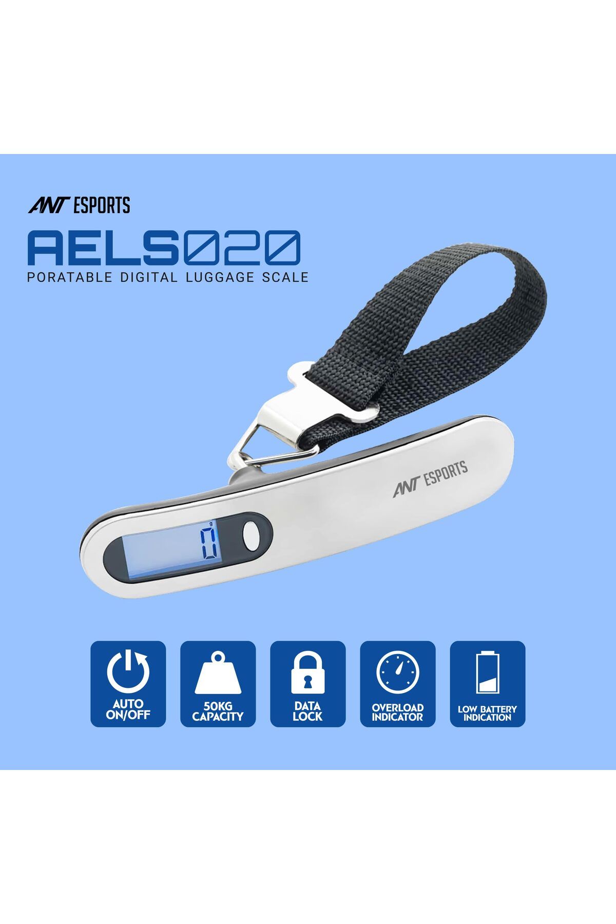 Ant Esports-AELS020  Digital Weighing Scale | Upto 50kg | Tare Function | Auto On/Off | LED Backlit Display 2