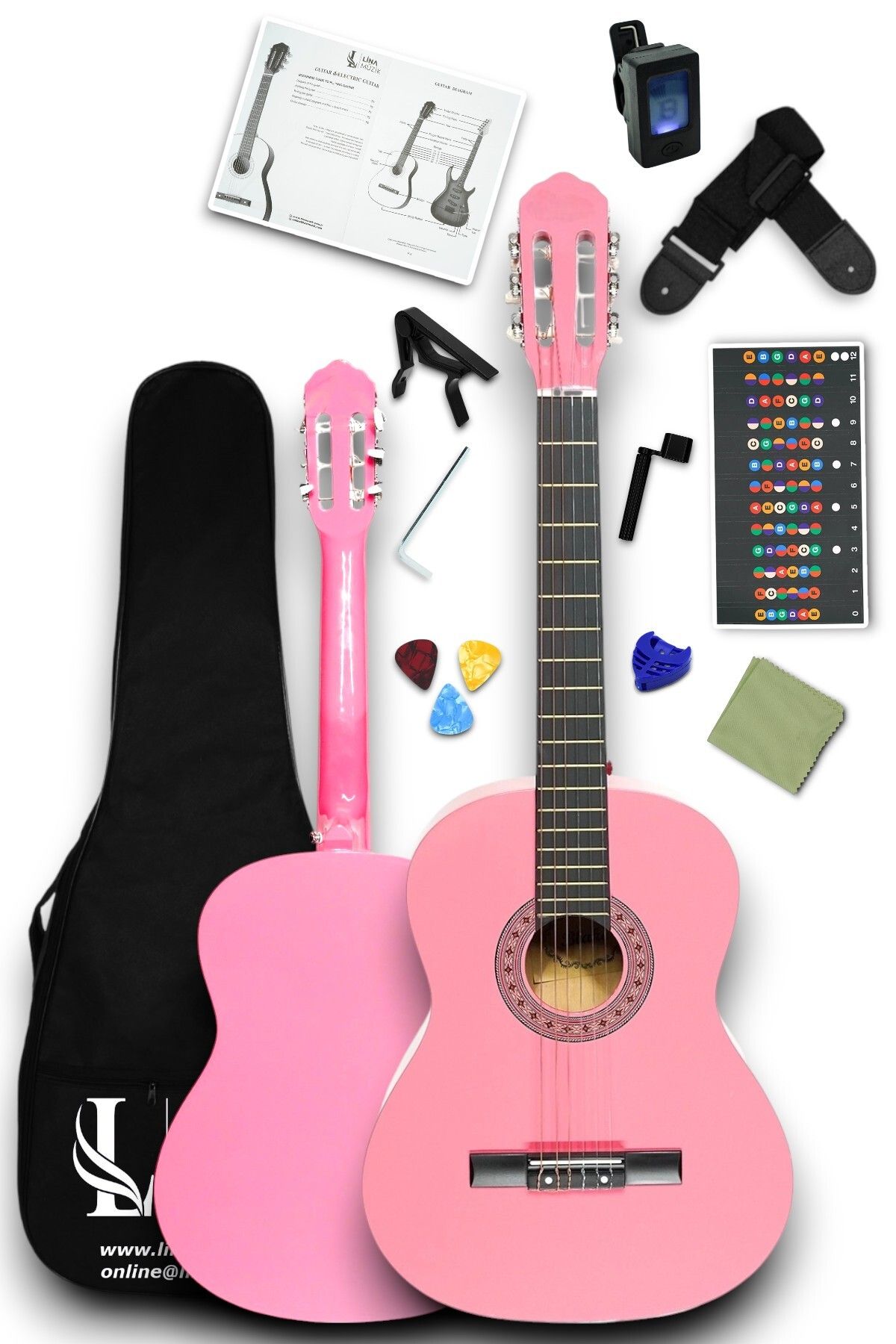 Furia CG-3902PK Klasik Gitar 4/4 Yetişkin Boy Sap Ayarlı Full Set