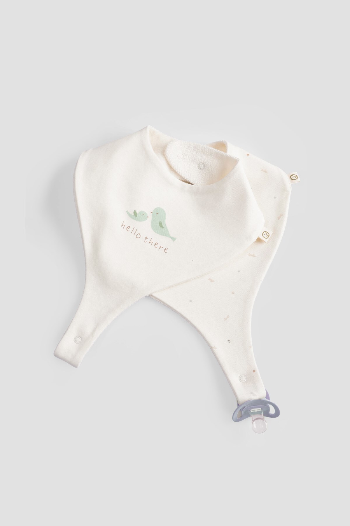 Little Gusto 2'li Organik Pamuk Sıvı Geçirmez Twig Ekru Emzik Tutucu Önlük Seti fotoğrafı 4 (önizleme)