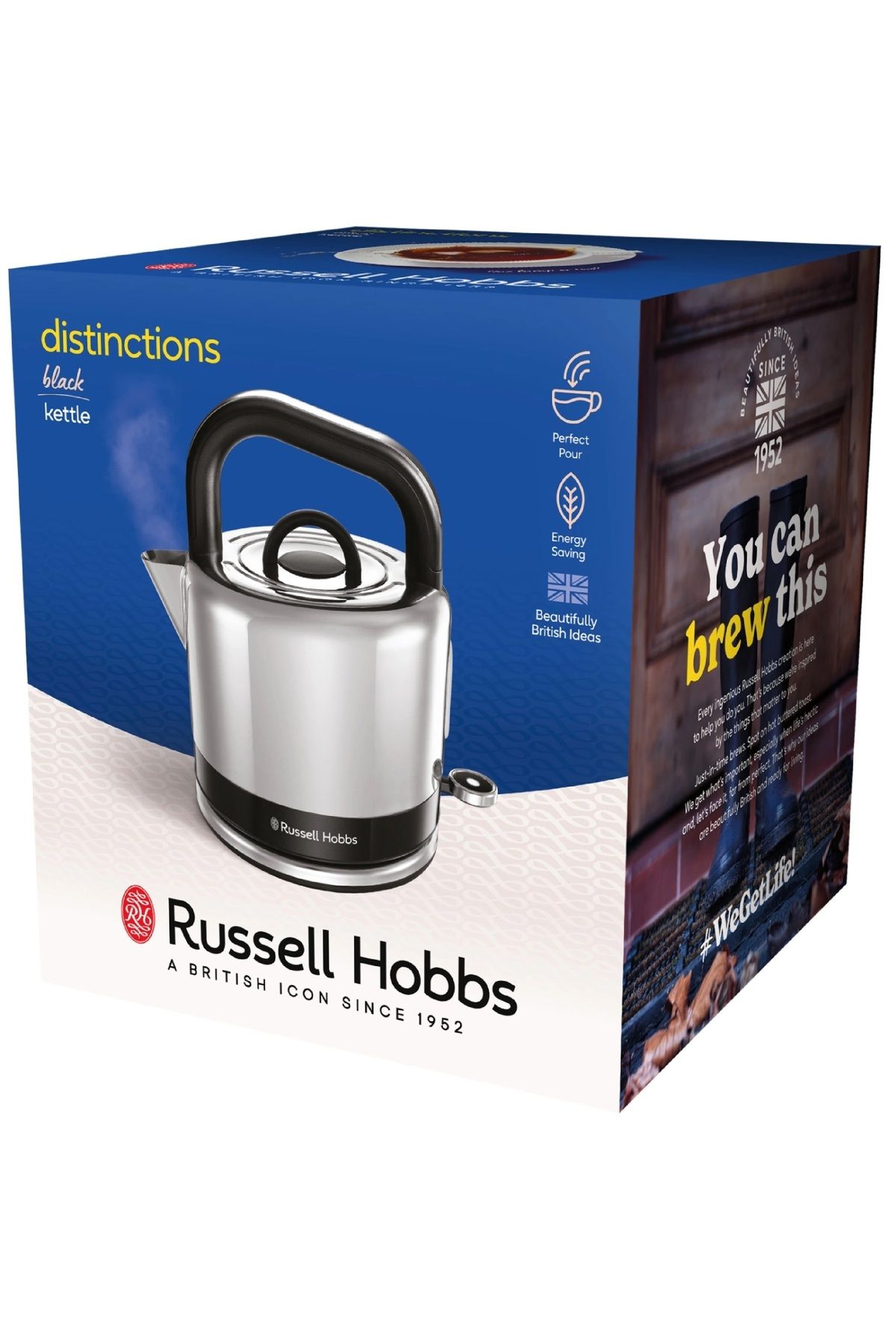 RUSSELL HOBBS Üstten Tutmalı Özel Distinctions Tasarım Siyah Su Isıtıcısı, Kettle