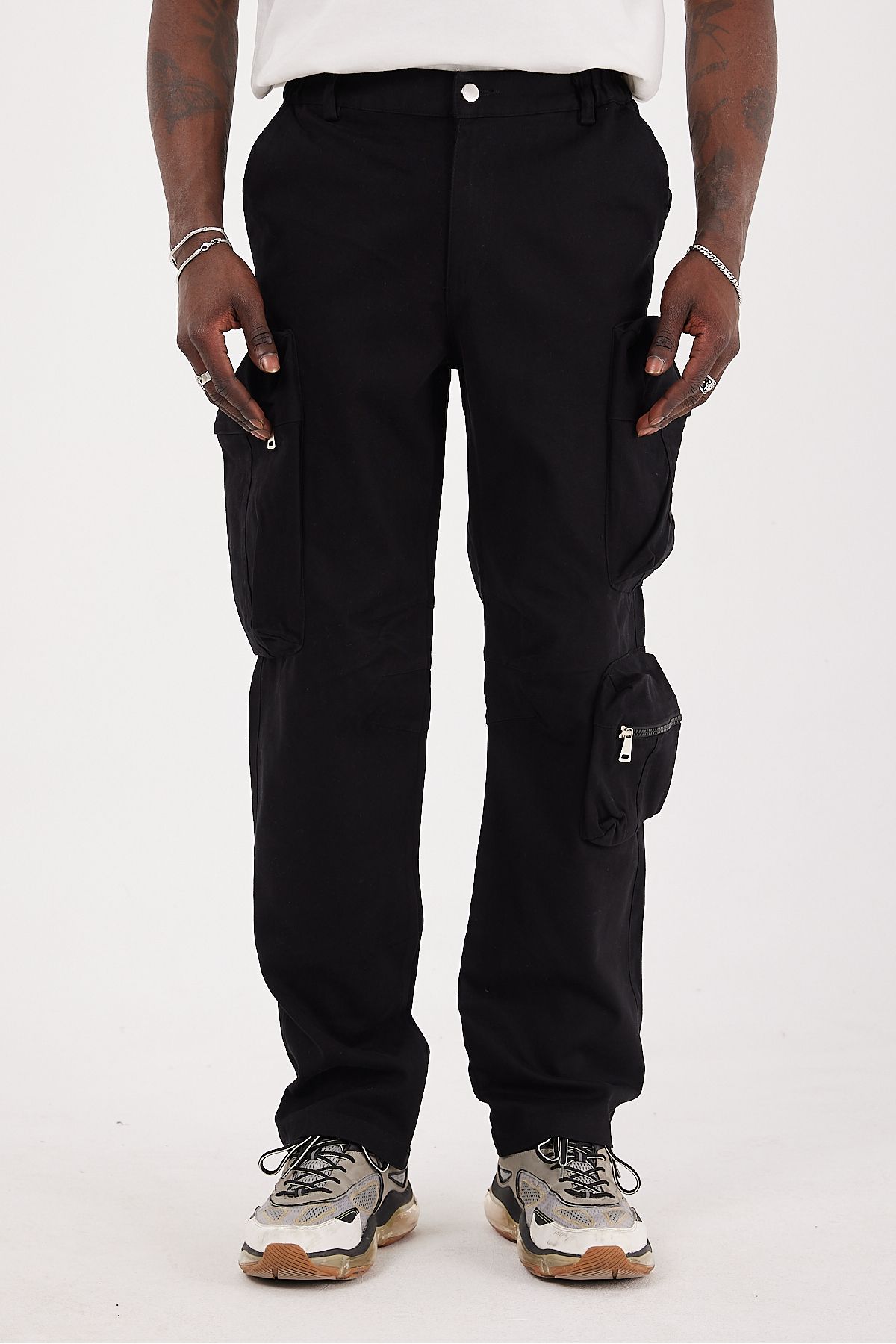EKSİ-1-Black Baggy Fit Men's Trousers - Bag Pocket 2