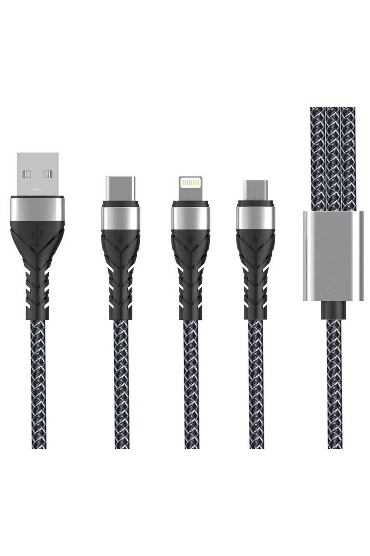 zore Siyah Bax 3 in 1 Usb Kablo 1.2M-Zore