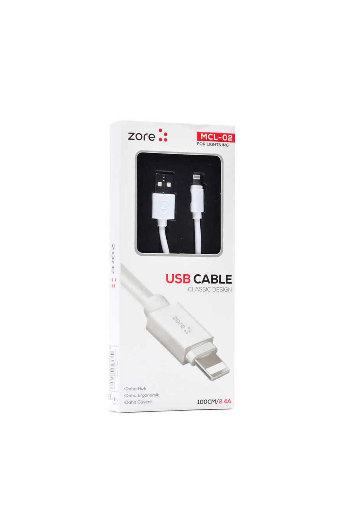 zore Beyaz MCL-02 Lightning Usb Kablo-Zore