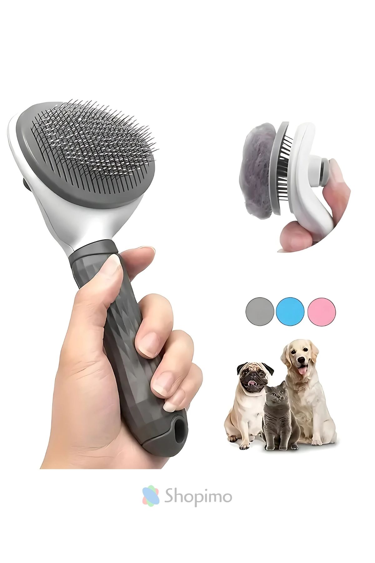 Shopimo Otomatik Temizlenen Evcil Hayvan Tarağı - Kedi ve Köpek Tüy Bakım Fırçası