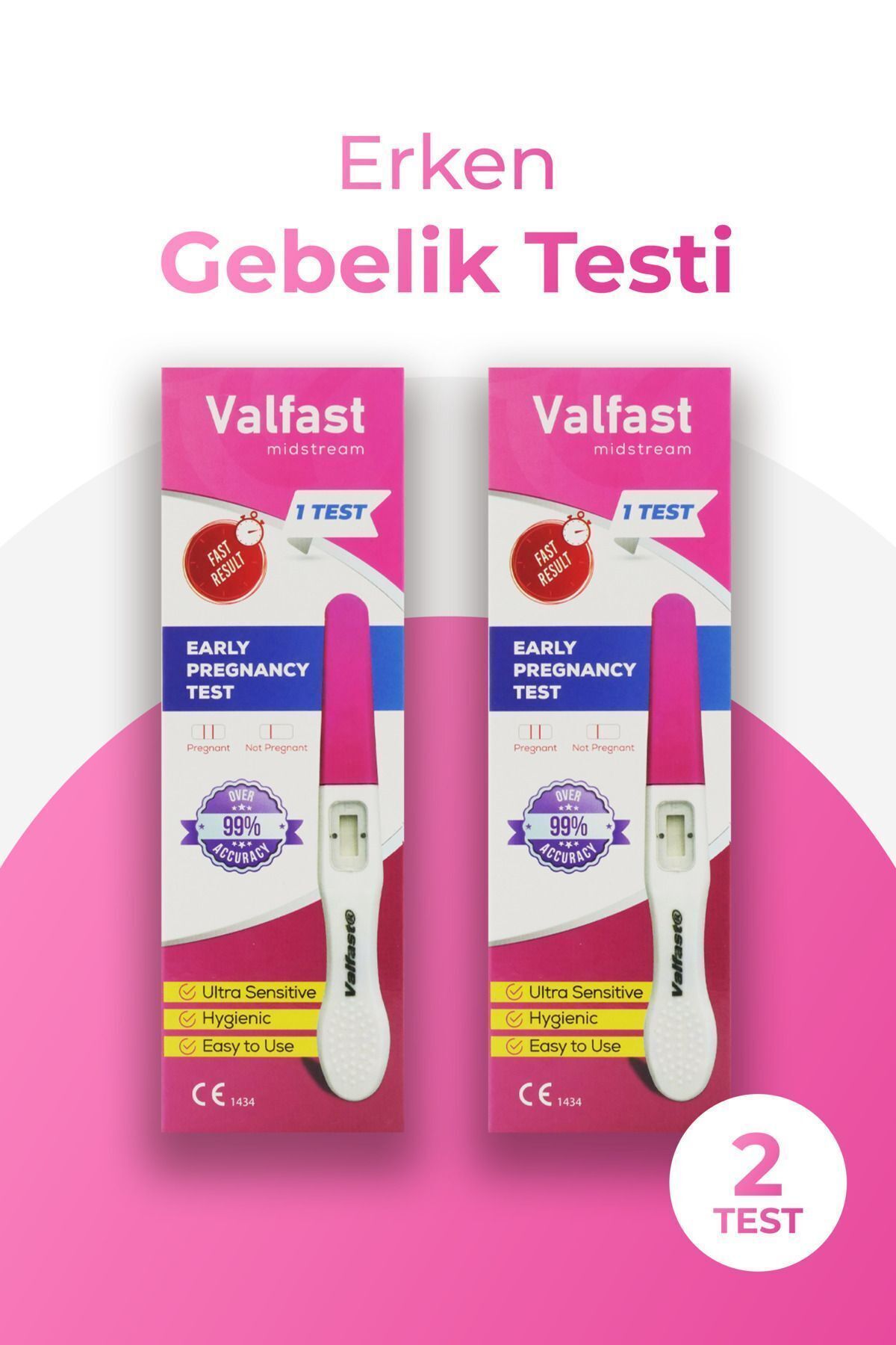 Valfast Erken Gebelik Testi Hızlı Hamilelik Testi 2 Adet