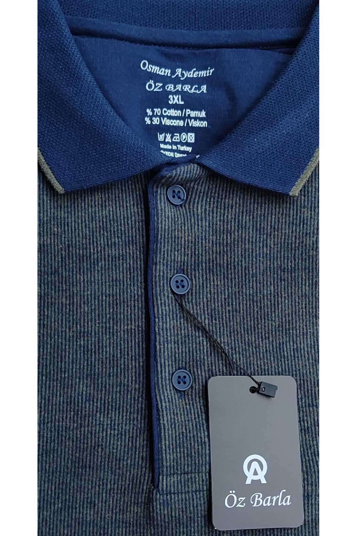 ÖZ BARLA TRİKO Büyük Beden Yakalı Cepli Selanik Baba Kazak [pamuklu Üst Kalite Gramajlı Kalın Ürün] 3xl.4xl görsel 5
