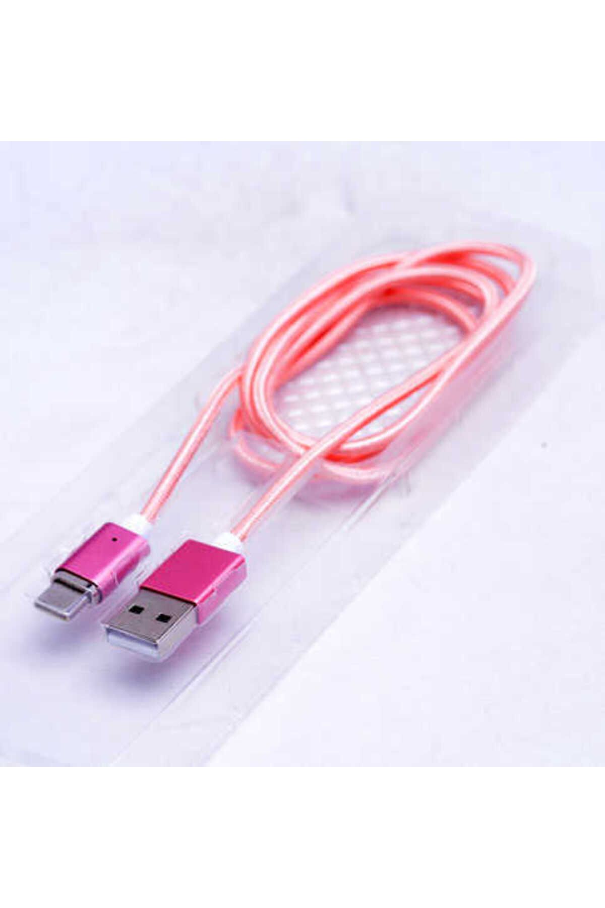 HEPTEKİLETİŞİM Rose Gold Metal Manyetic Uçlu Lightning Usb Kablo-HEPTEKİLETİŞİM