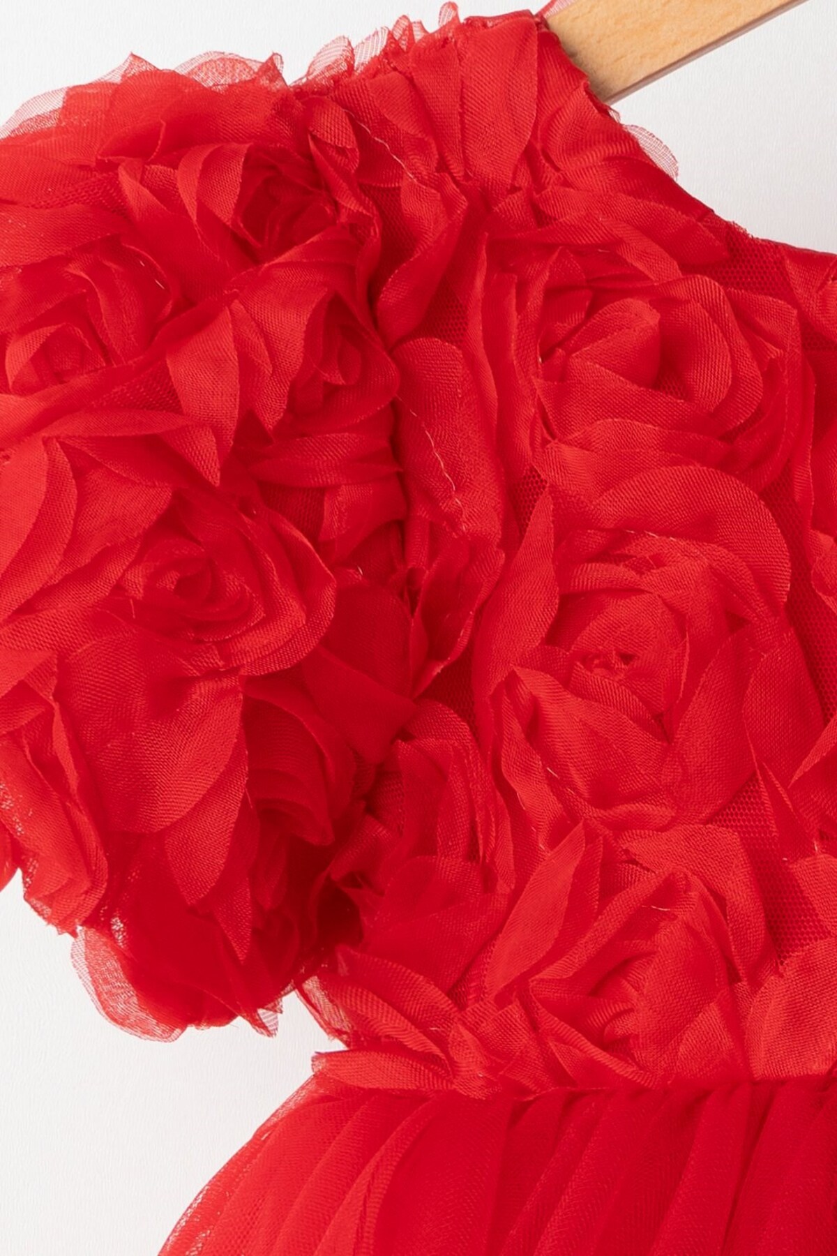 Banamio Rosalinda Kız Bebek Çocuk Pamuk Astarlı Gül Detaylı Kabarık Tüllü Tütü Elbise fotoğrafı 3 (önizleme)