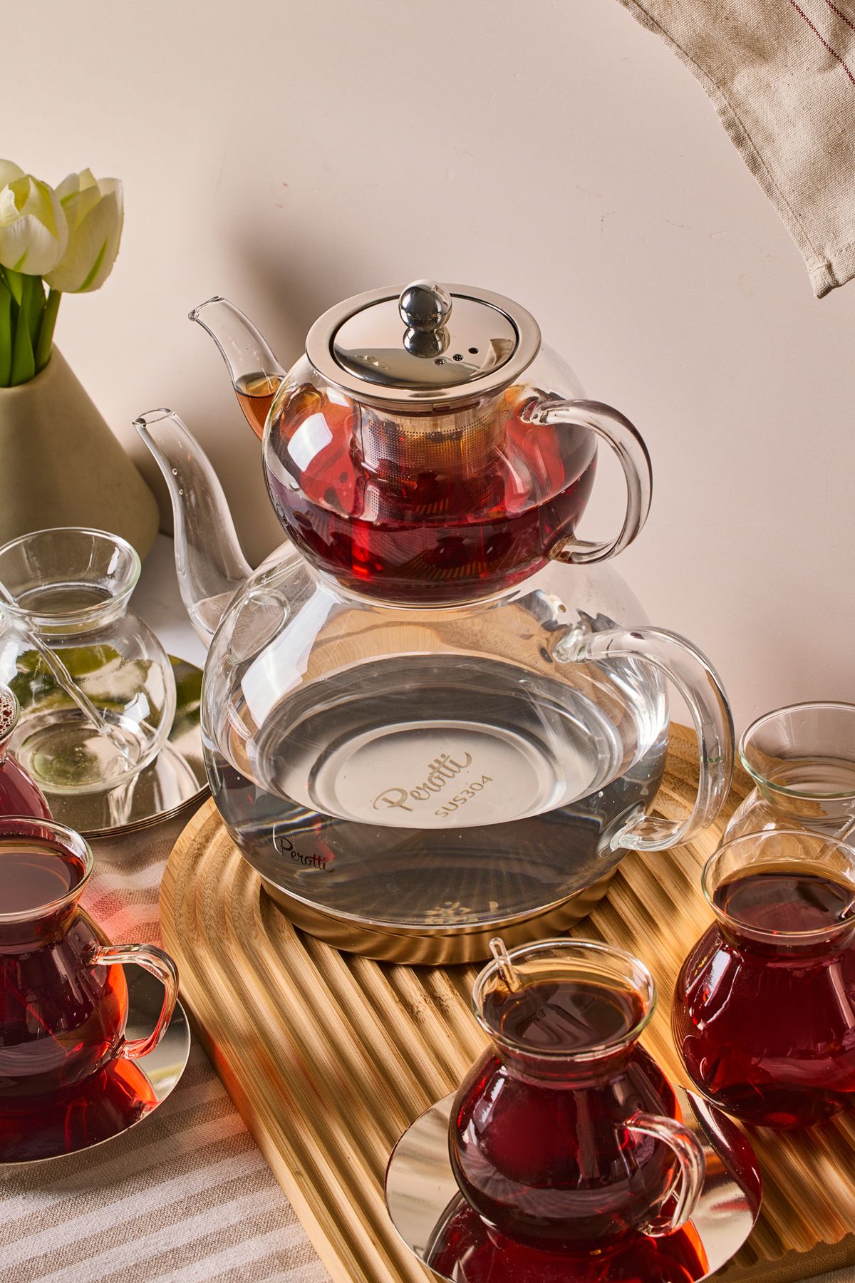 Perotti-Keyf-I Ala Transparent Premium 20-Piece Induction Based Borosilicate Tea Set 3
