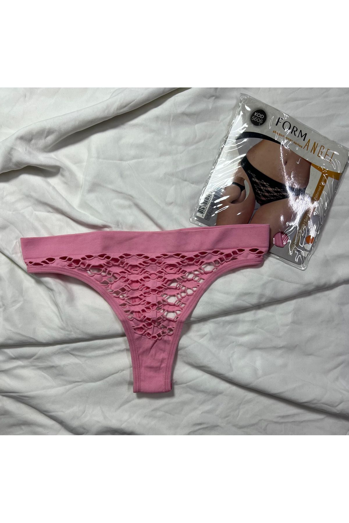 SİERNA Kadın Dikişsiz Desenli Pembe Tanga Külot Tekli Paket srn-003523