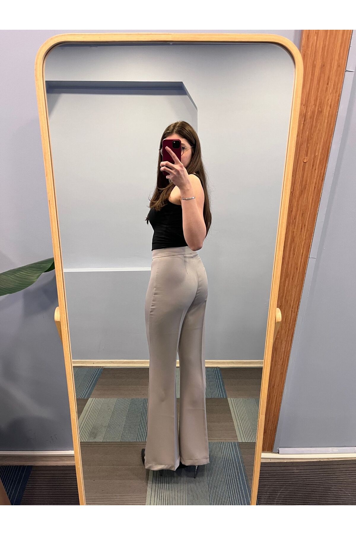 OUZ Fashion-Women's High Waist Snap Button Spanish Leg Pants 7