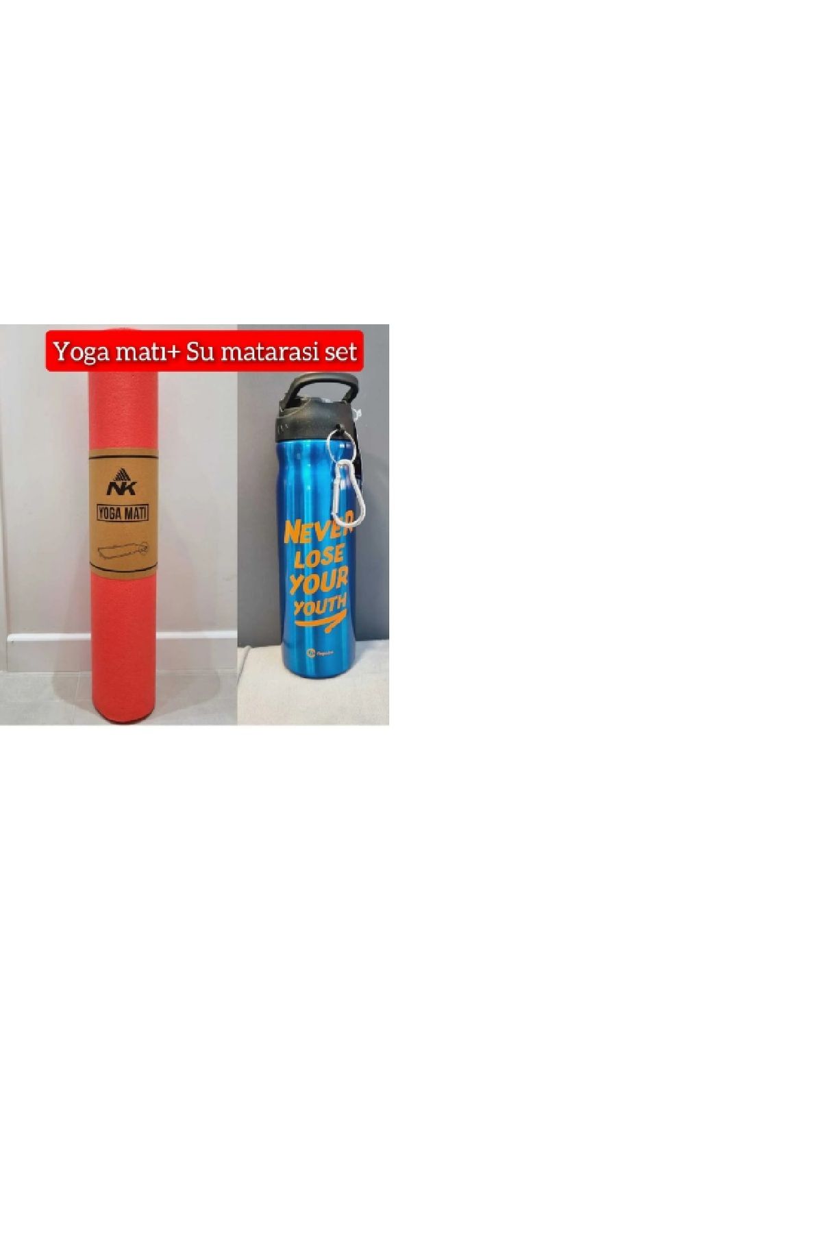 Lider MAGNESİA EGZERSİZ MATI 155CMX60CM VE ÇELİK SU MATARASI TERMOS 500ML SET