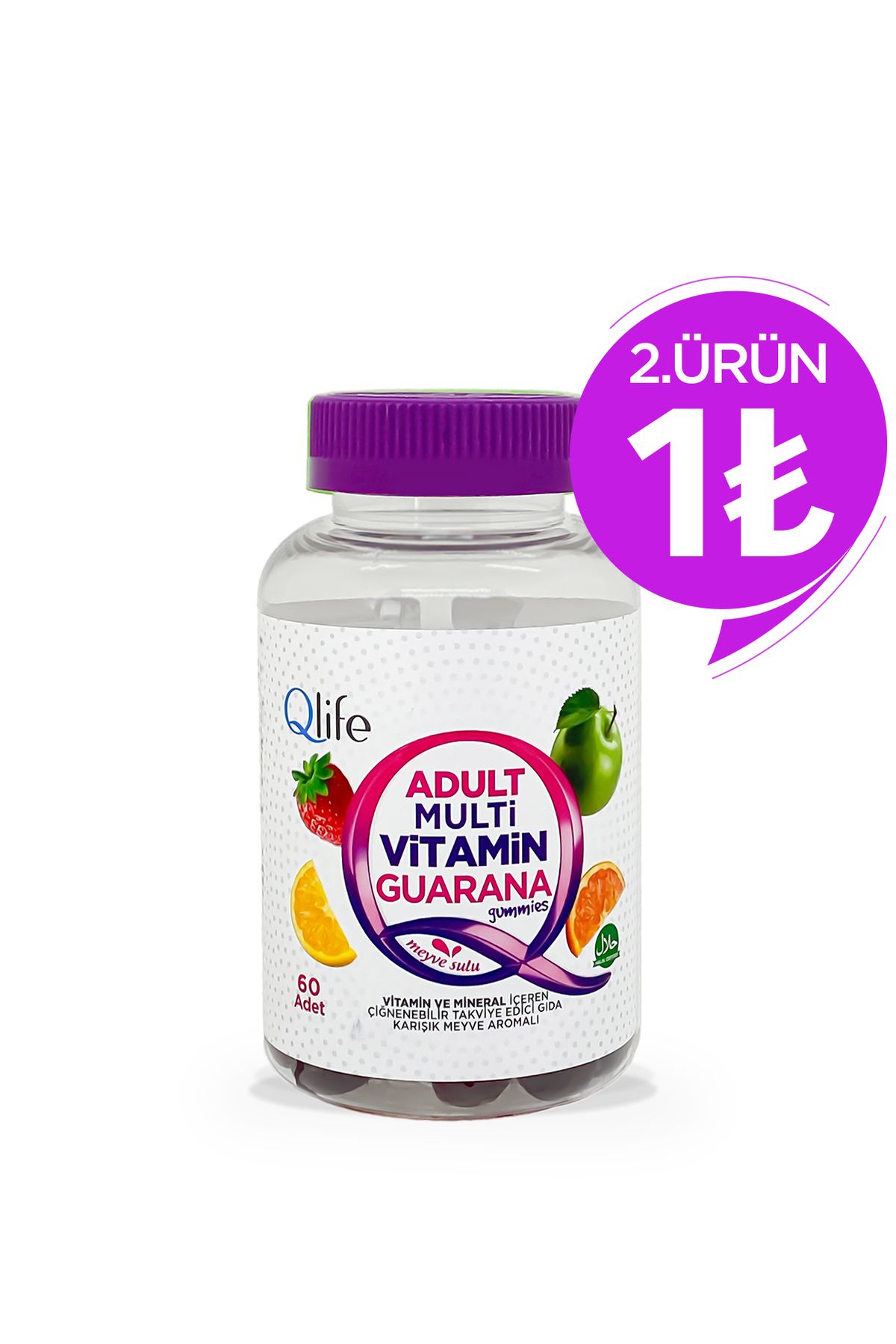 Qlife Adult Multivitamin Guarana Gummies Çiğnenebilir 60 Adet