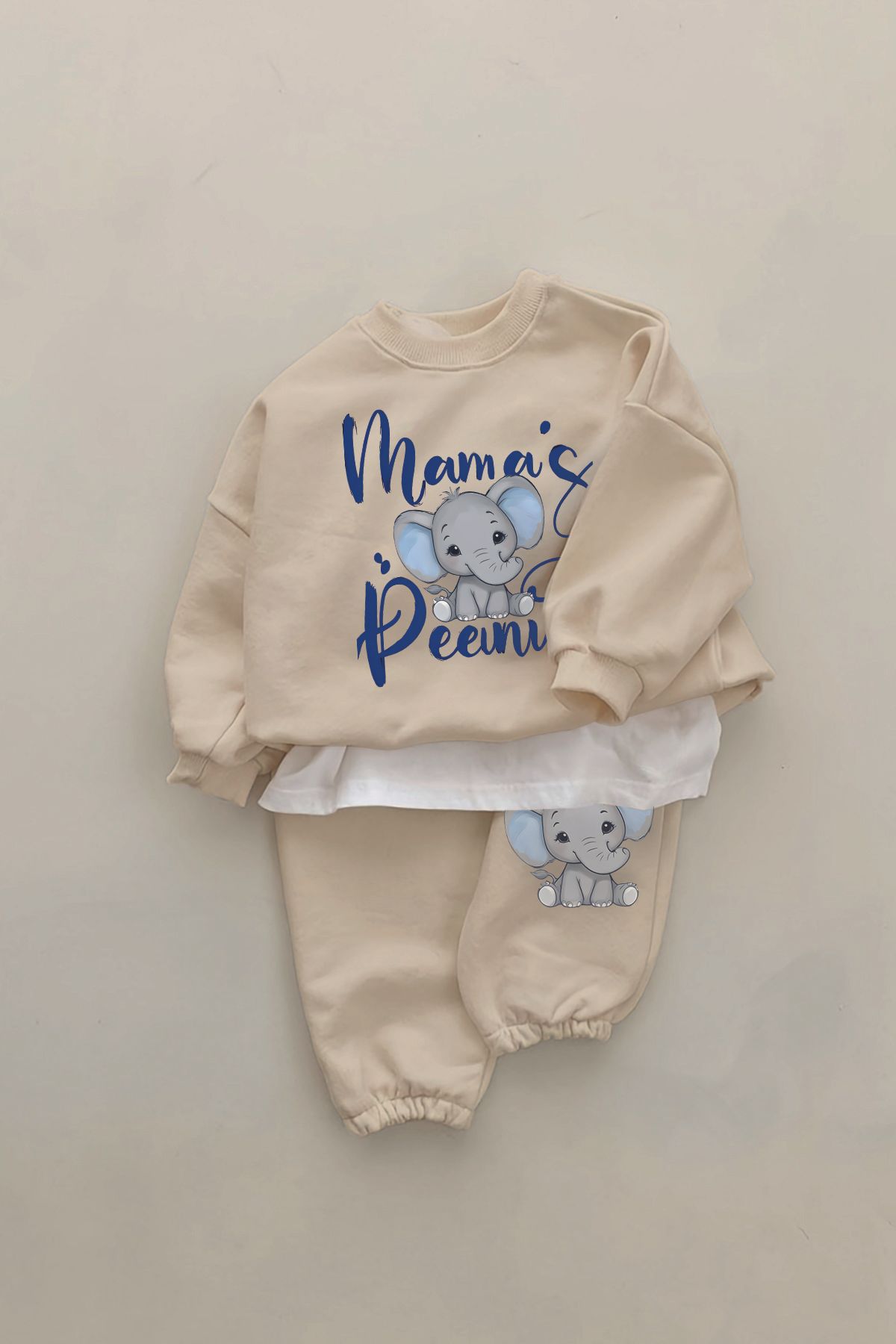 ADABEBEK-New Season Mama's Peenut Elephant Printed 2-Piece Baby Set 22578 1