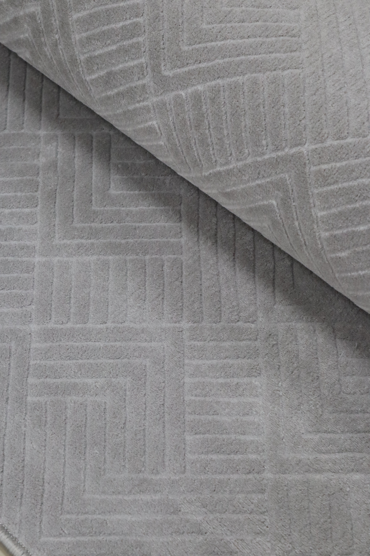 Anatolian Non-Slip Based Cut Embossed Living Room Corridor Kitchen Washable Grey