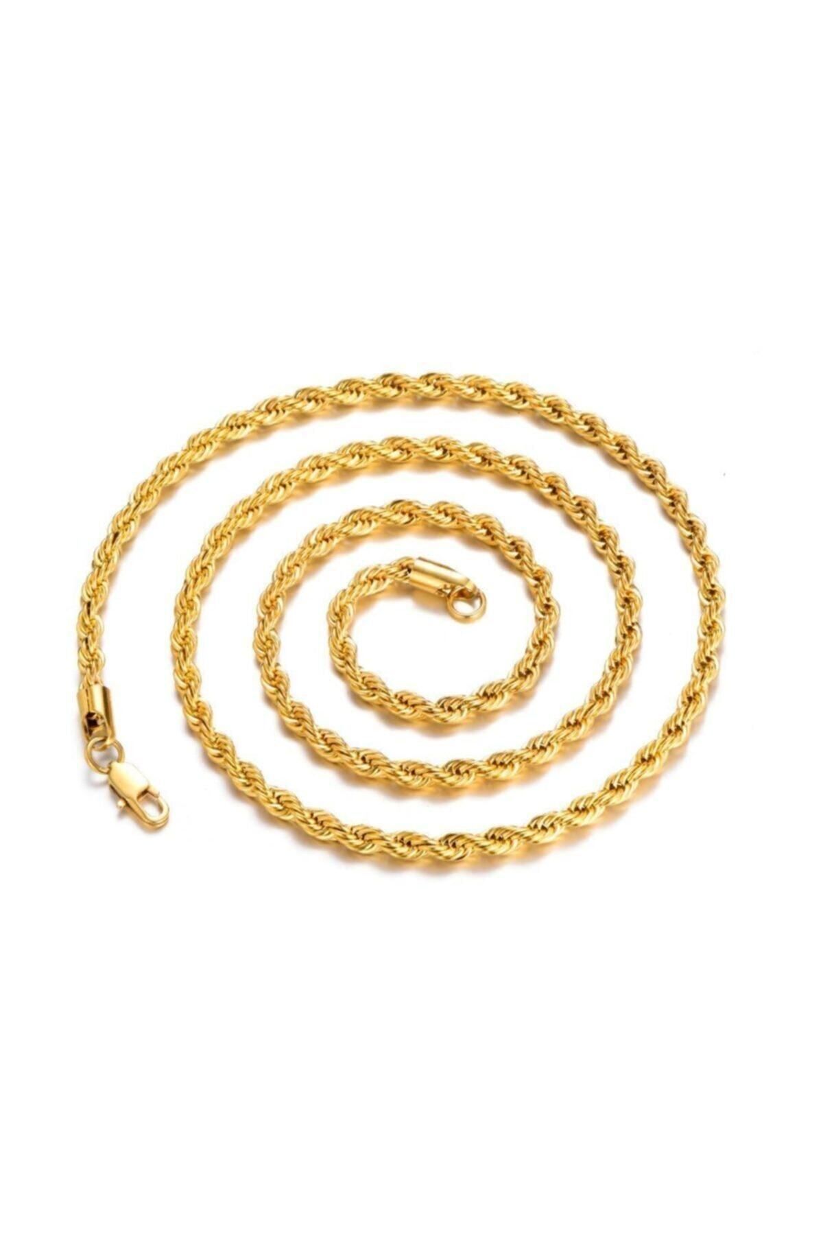 JEWELRY Altın Kaplama Burgu Halat Sarı 2,5mm 60cm Zincir Z-106