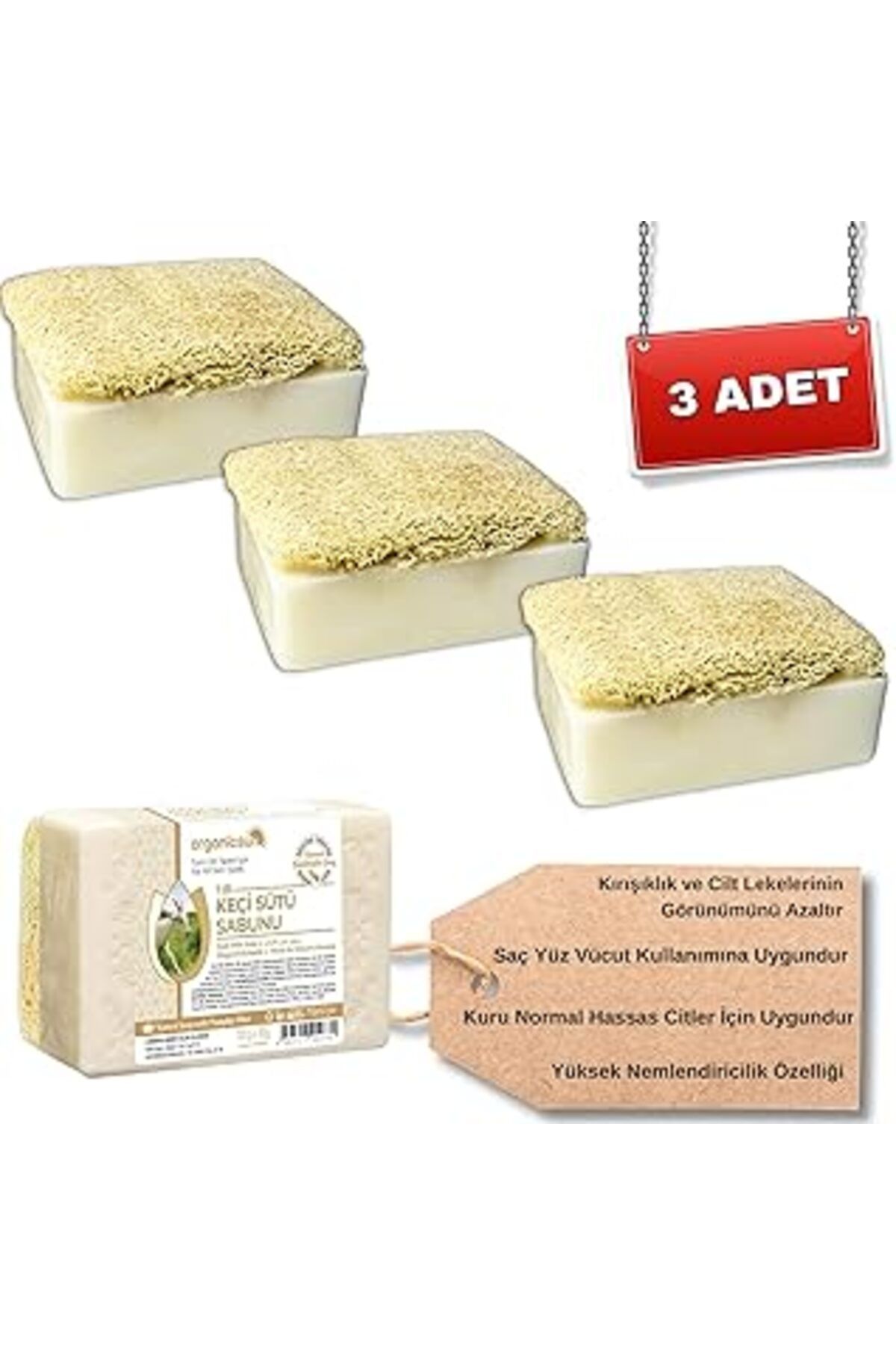 YTT Marketing Doğal Kabak Lifli Keçi Sütü Sabunu 120 Gr X 3 Adet Tüm Cilt Tipleri İÇin Nemlendirici