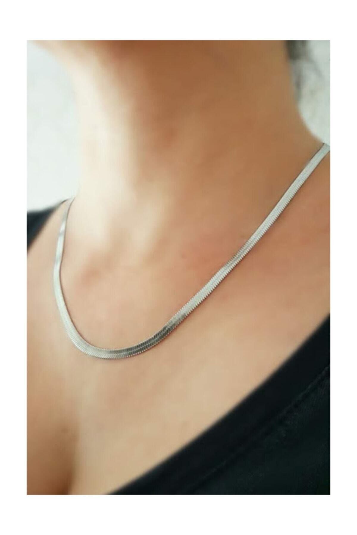 JEWELRY Gümüş Rengi Çelik Italyan Zincir Kolye
