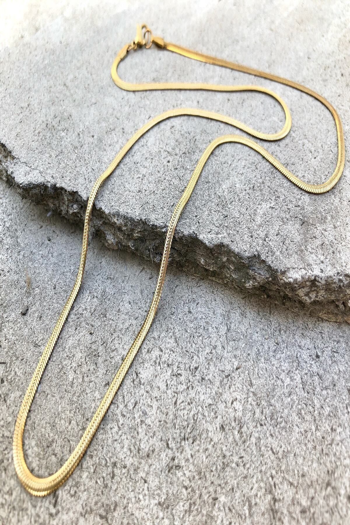 JEWELRY Yassı Balıksırtı Altın Kolye