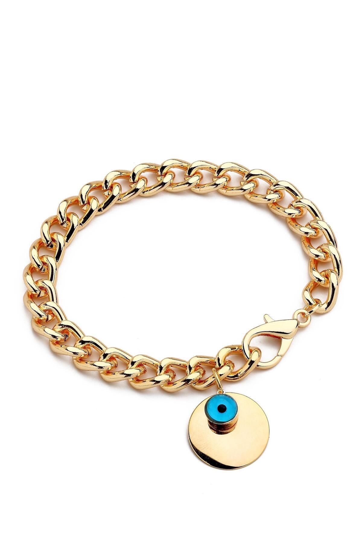 JEWELRY Altın Kaplama, Nazar Boncuklu Para Detaylı Bileklik