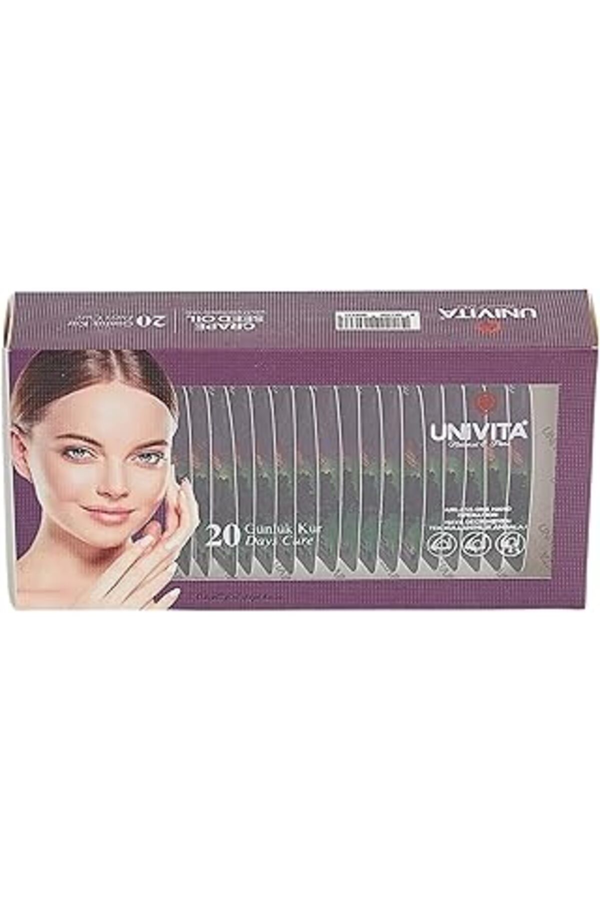 YTT Marketing Univita %100 Doğal Katkısız Üzüm Çekirdeği Yağı - 20 Günlük Bakım Kürü - 80 Ml (4Ml X 20)