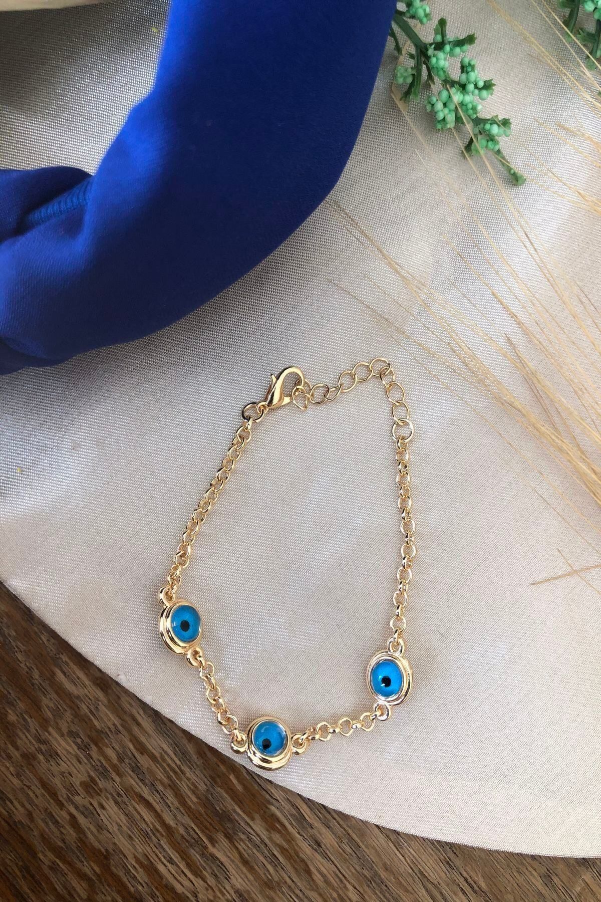 JEWELRY Kadın Altın Nostaljik Nazar Boncuklu Bileklik