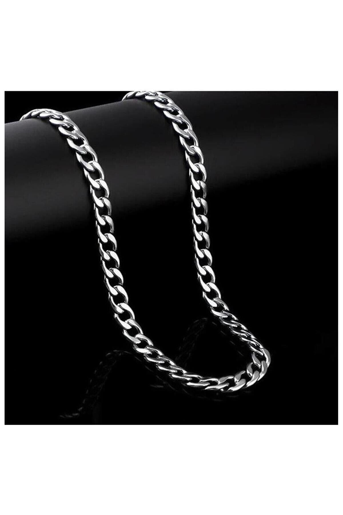 JEWELRY Gümüş Renk Çelik Zincir Erkek Kolye