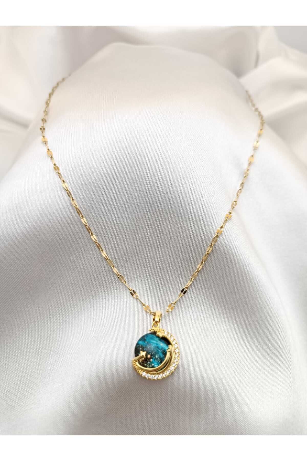 JEWELRY ÇELİK GOLD GEZEGEN KOLYE