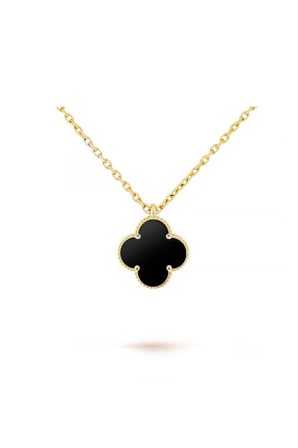 JEWELRY Siyah Kolye Bijuteri Renk yonca Altın