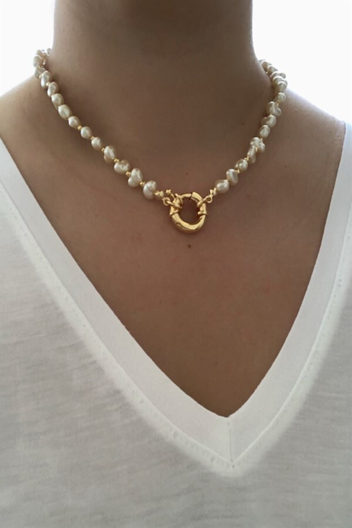 JEWELRY Kadın Gold Barok İncili Kolye