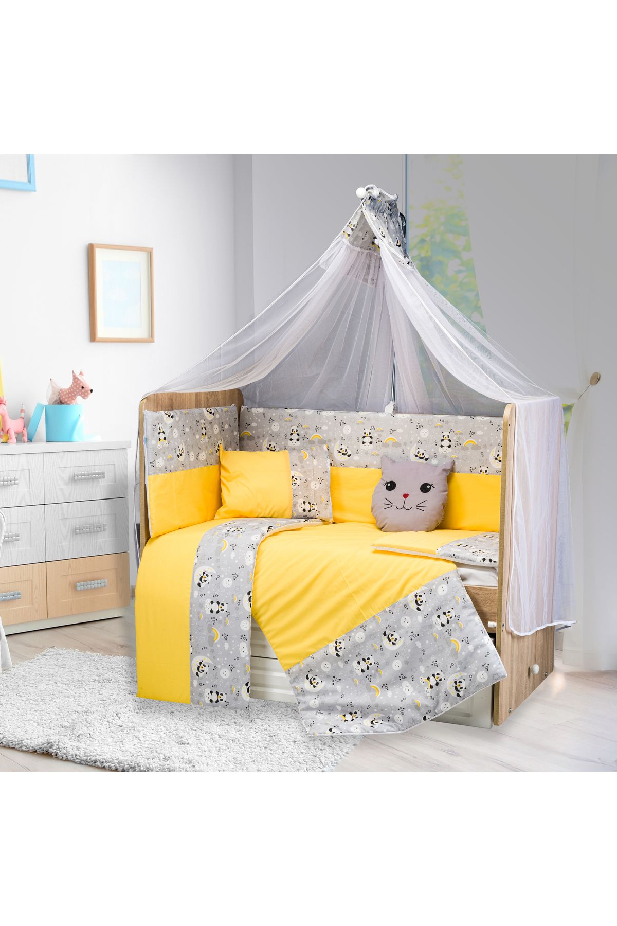 Tugu Home&baby Vera Pamuk 9 Parça 70x130 Cm Beşik Uyku Seti,bebek Uyku Takımı,anne Yanı Set