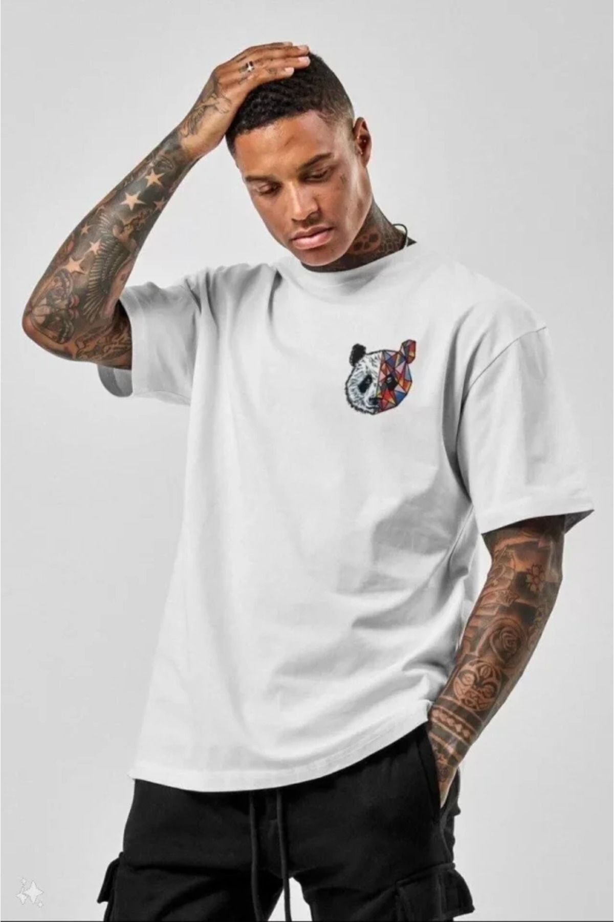 HobiDünyasıElif Unisex Baskılı Oversize T-Shirt - Beyaz