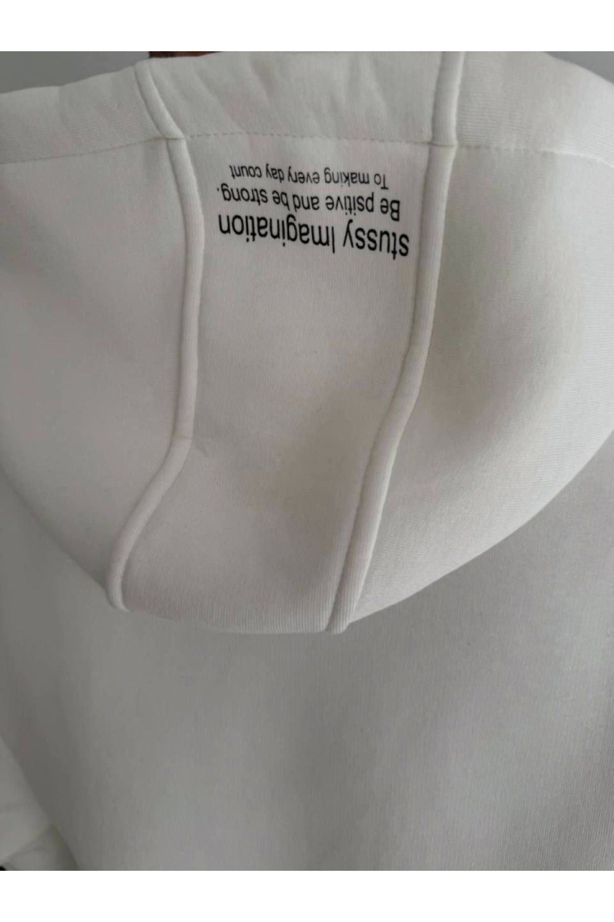 TİANA Üç İplik Kapşonlu Baskılı SweatShirt - Beyaz