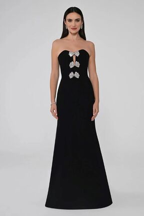 ALFABETA STRAPLEZ YAKA BALIK KESİM GÖGÜS DEKOLTELİ ŞIK ABİYE ELBİSE