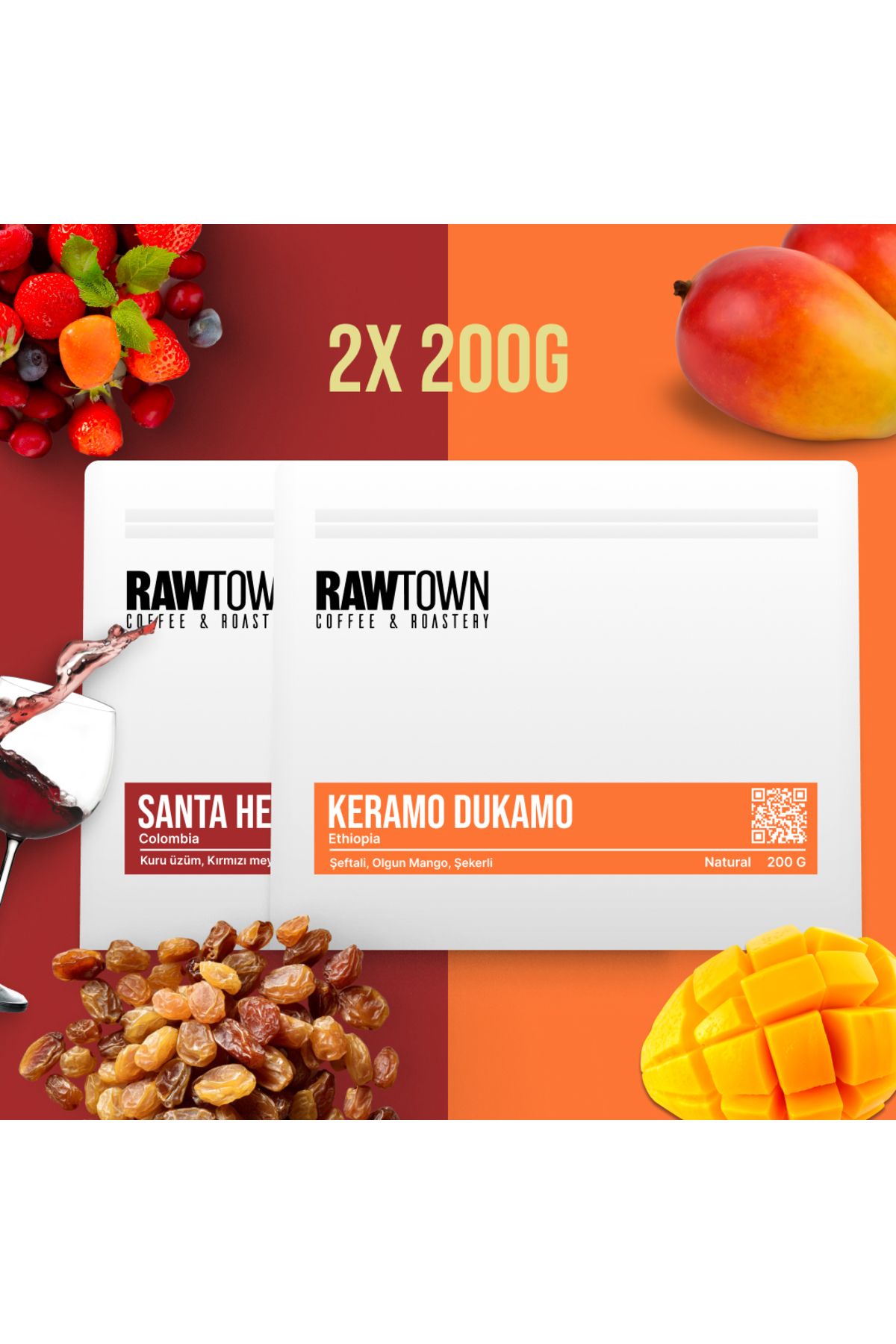 RAWTOWN Santa Helena 200gr (CO) + Keramo Dukamo 200gr (ET) - Nitelikli Filtre Kahve - Kahve Çekirdeği